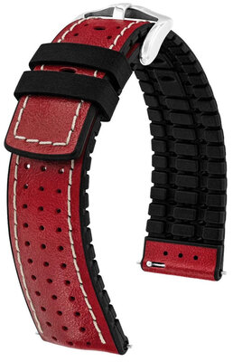 Curea din piele Hirsch Tiger L 0915002020-2, roșie, piele de vițel, lungime L, Quick Release
