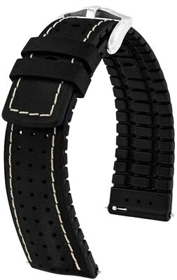 Curea din piele Hirsch Tiger L 0915002050-2, neagră, piele de vițel, lungime L, Quick Release