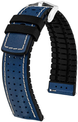 Curea din piele Hirsch Tiger L 0915002080-2, albastră, piele de vițel, lungime L, Quick Release