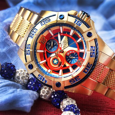 Invicta Marvel Lady Quartz 44mm 27019 Captain America Limited Edition 4000pcs