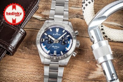 Edox SkyDiver Chronograph Quartz 10116-3-buidn Limited Edition 1000pcs ( + curea de rezervă )