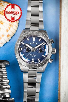 Edox SkyDiver Chronograph Quartz 10116-3-buidn Limited Edition 1000pcs ( + curea de rezervă )