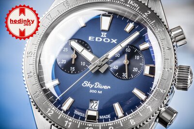 Edox SkyDiver Chronograph Quartz 10116-3-buidn Limited Edition 1000pcs ( + curea de rezervă )