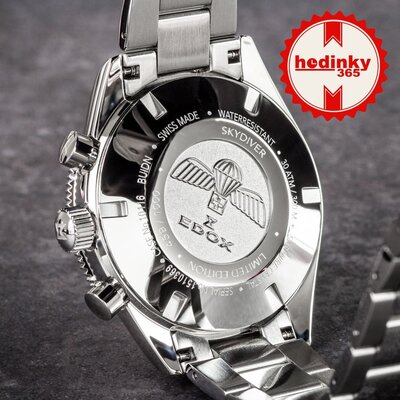 Edox SkyDiver Chronograph Quartz 10116-3-buidn Limited Edition 1000pcs ( + curea de rezervă )