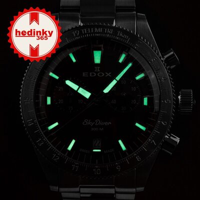 Edox SkyDiver Chronograph Quartz 10116-3-buidn Limited Edition 1000pcs ( + curea de rezervă )
